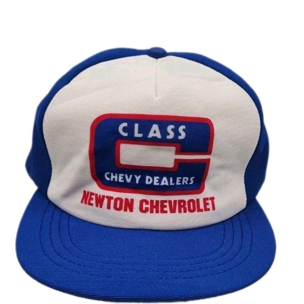 Vintage 80s Newton Chevrolet Class C Chevy Dealers Trucker Hat Snapback